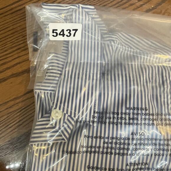 Banana Republic Shirt Womens 0 Blue Non Iron Button Down Long Sleeve Striped - Picture 10 of 10